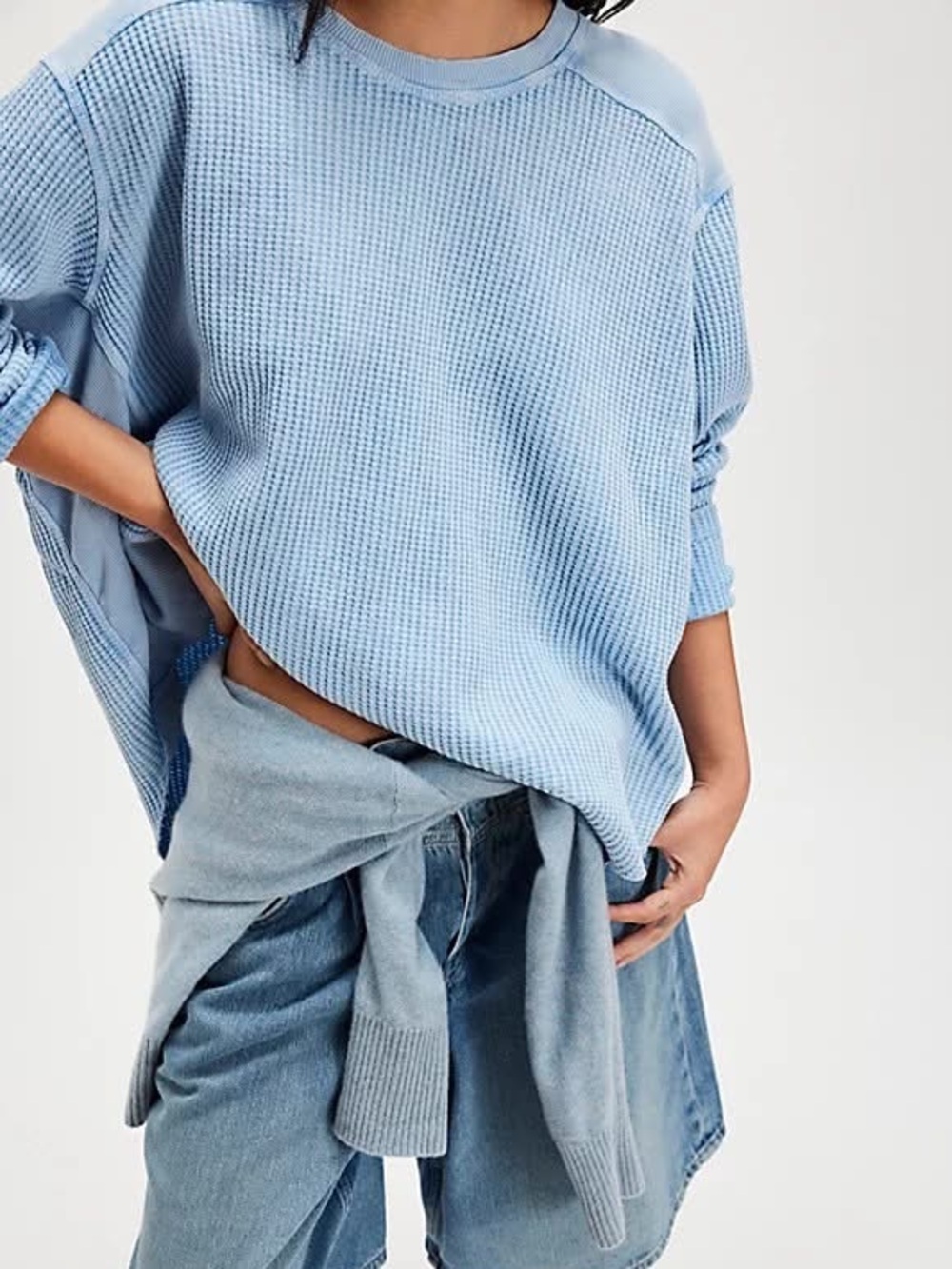 NWT Free People One Blake Thermal in Cornflower Blue